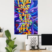 Poster Abstrait géométrique - Composition des vibes arc-e (Bureau à domicile)