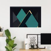 Poster Abstrait Géométrique Moderne Sarcelle et Or (Bureau à domicile)