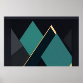 Poster Abstrait Géométrique Moderne Sarcelle et Or (Devant)
