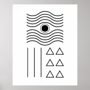 Poster Abstrait géométrique Noir moyen siècle Contemporai