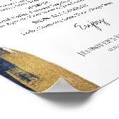 Poster Abstrait Gold Blue Fête des mariées Boissons Menu  (Coin)