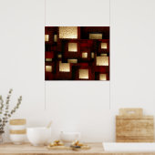 Poster Abstrait Gold Carrés (Cuisine)