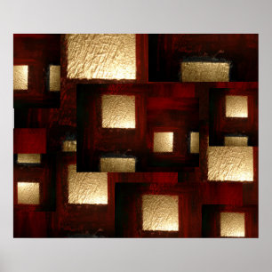 Poster Abstrait Gold Carrés