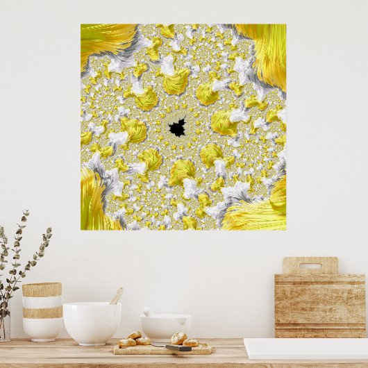 Poster Abstrait Gold Fractal (Cuisine)