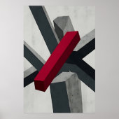 Poster Abstrait Gras 3D Rouge Noir Blanc (Devant)