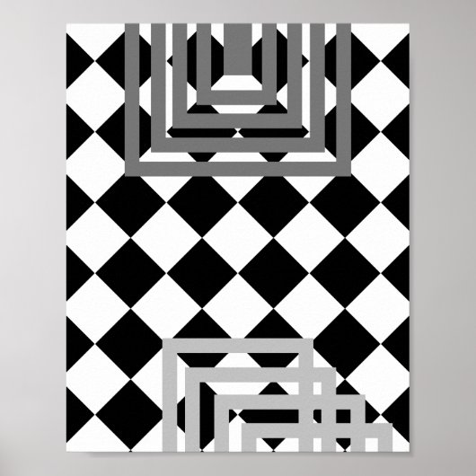 Poster Abstrait Gray blanc noir géométrique (Devant)