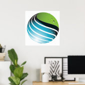 Poster Abstrait Green and Blue Globe Modern Earth (Bureau à domicile)