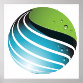 Poster Abstrait Green and Blue Globe Modern Earth (Devant)