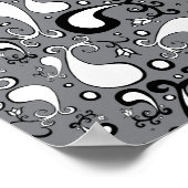 Poster Abstrait gris et blanc Tulip Paisley motif (Coin)