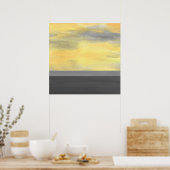 Poster Abstrait gris jaune (Cuisine)