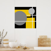 Poster Abstrait gris jaune noir blanc AP0001 (Cuisine)