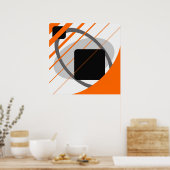 Poster Abstrait gris orange blanc blanc cassé AP0002 (Cuisine)