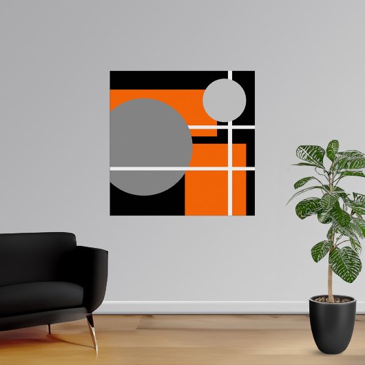Poster Abstrait gris orange noir blanc AP0001