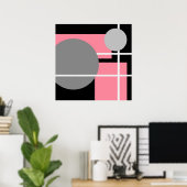 Poster Abstrait gris rose noir blanc AP0001 (Bureau à domicile)