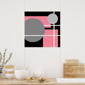 Poster Abstrait gris rose noir blanc AP0001 (Cuisine)