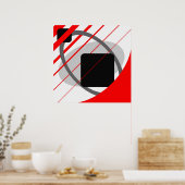 Poster Abstrait gris rouge blanc cassé noir AP0002 (Cuisine)