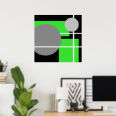 Poster Abstrait gris vert noir blanc gris AP0001 (Bureau à domicile)