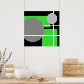 Poster Abstrait gris vert noir blanc gris AP0001 (Cuisine)