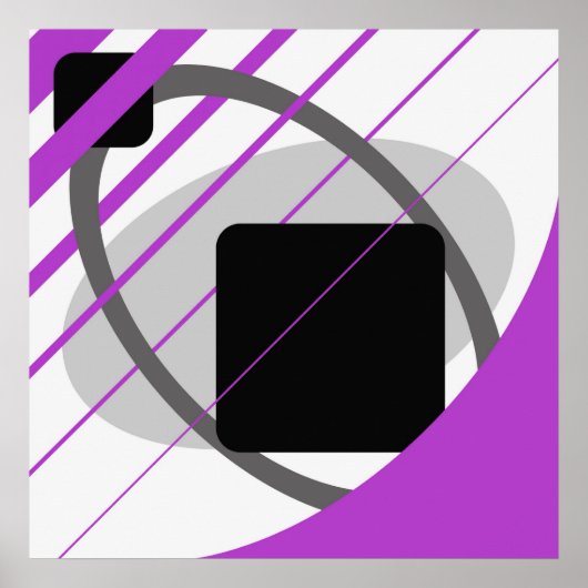 Poster Abstrait gris violet blanc blanc blanc blanc noir  (Devant)