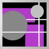 Poster Abstrait gris violet noir blanc (Devant)