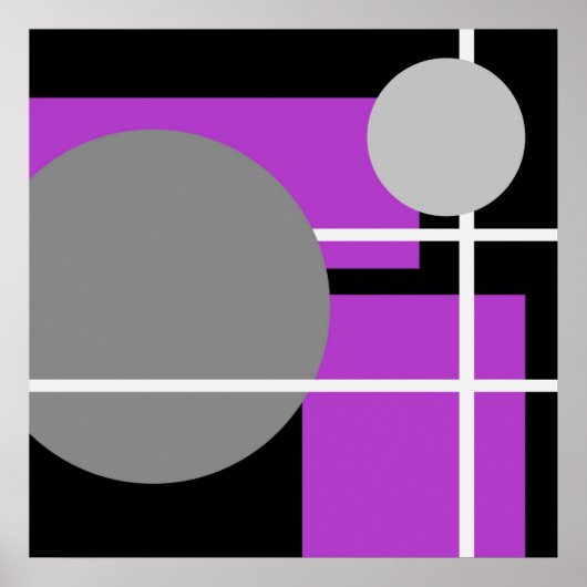 Poster Abstrait gris violet noir blanc (Devant)