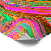 Poster Abstrait Groovy Rétro Tourbillon Orange et Vert (Coin)