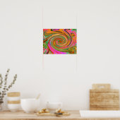 Poster Abstrait Groovy Rétro Tourbillon Orange et Vert (Cuisine)