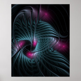 Poster Abstrait Imaginaire coloré fractal
