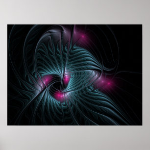 Poster Abstrait Imaginaire coloré fractal