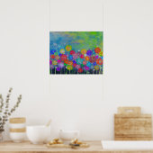 Poster Abstrait impressioniste champ de fleurs toile pri (Cuisine)