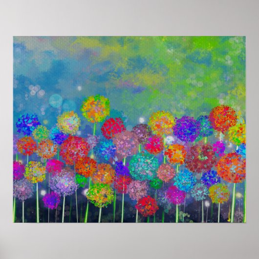 Poster Abstrait impressioniste champ de fleurs toile pri (Devant)