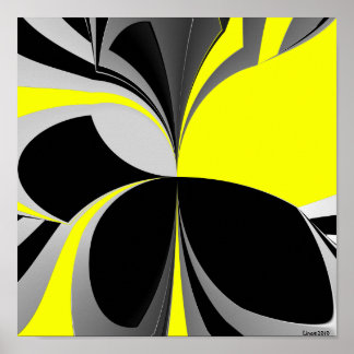 Poster Abstrait jaune gris noir