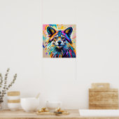 Poster Abstrait joli joyeux joyeux dessin animal (Cuisine)