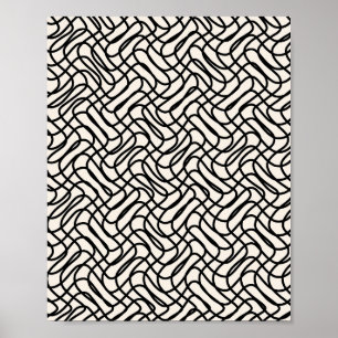 Poster Abstrait Line Motif noir et blanc