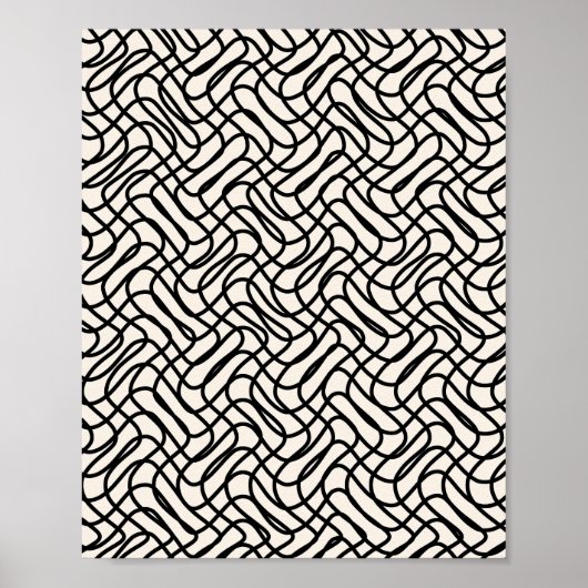 Poster Abstrait Line Motif noir et blanc (Devant)