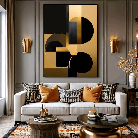 Poster Abstrait Luxueux Or Noir