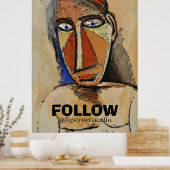Poster Abstrait Man Face avec FOLLOw, ajouter le texte Po (Cuisine)
