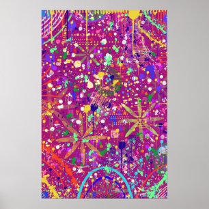 Poster Abstrait Maximaliste en Couleur Audacieuse