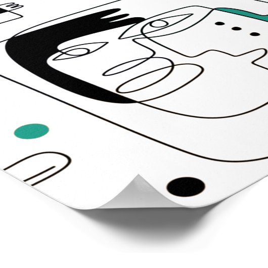 Poster Abstrait maya anciens visages motif 1 (Coin)