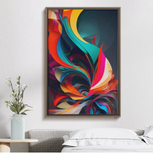 Poster Abstrait mélange de couleurs vives, moderne tendan