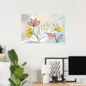 Poster Abstrait Minimaliste Floral (Bureau à domicile)