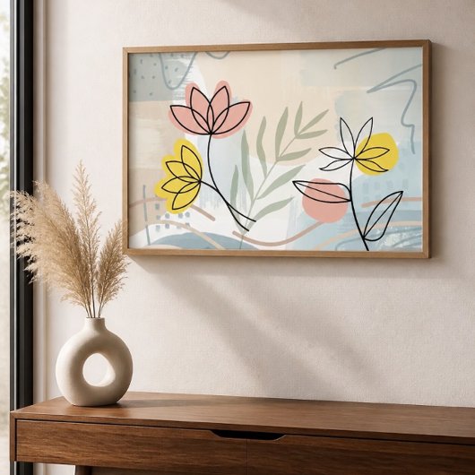 Poster Abstrait Minimaliste Floral