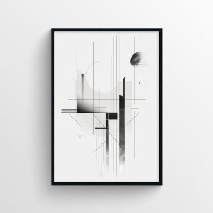 Poster Abstrait minimaliste moderne noir et blanc