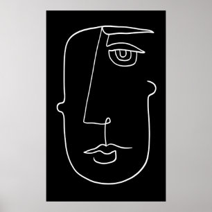 Poster Abstrait minimaliste noir et blanc