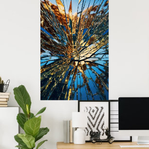 Poster Abstrait miroir brisé Vivid moderne