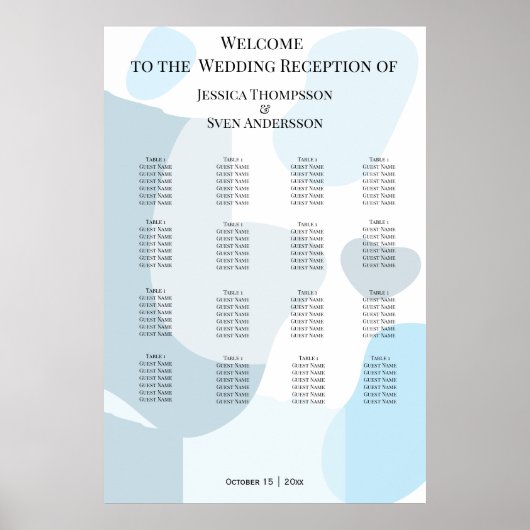 Poster Abstrait moderne bleu minimaliste Mariage artistiq (Devant)