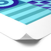 Poster Abstrait moderne blues greens formes géométriques (Coin)