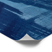 Poster Abstrait moderne Cyan Bleu Botanique (Coin)