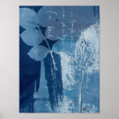Poster Abstrait moderne Cyan Bleu Botanique (Devant)