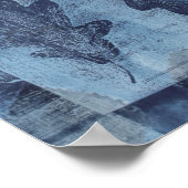 Poster Abstrait moderne Cyan Bleu Botanique (Coin)